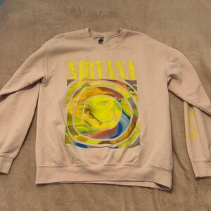 Pink nirvana crewneck with sleeve decal